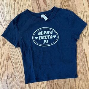 Alpha Delta Pi Navy Graphic Baby Tee